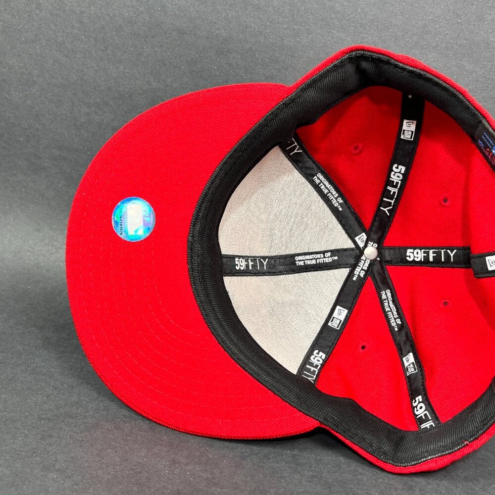 Vtg Detroit Tigers MLB Fitted 7 3/4 Hat New Era 59Fifty Red Baseball Script Mens - Picture 16 of 16